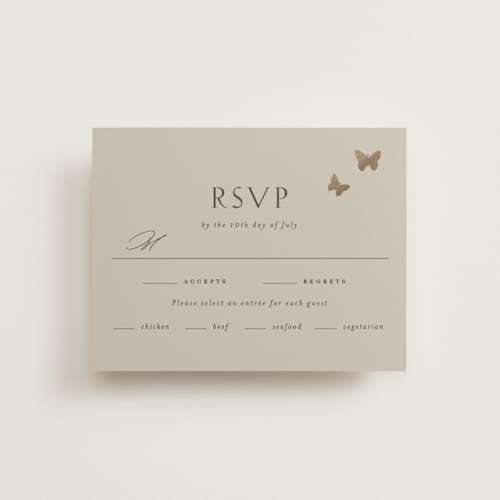 This is a blush meadow rsvp cards with foil pressed by Grae called dancing in the garden printing on signature in standard