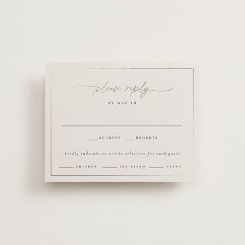 This is a linen rsvp cards with foil pressed by Pippa Shaw called silk printing on signature in standard