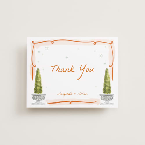 This is a flame wedding thank you cards with standard by Pati Cascino called giardino printing on signature in standard