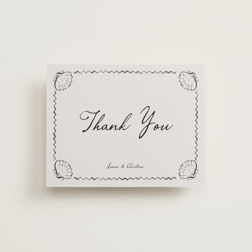 This is a rock wedding thank you cards with standard by Pati Cascino called puglia printing on signature in standard