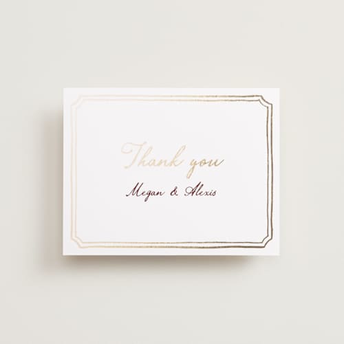This is a wine wedding thank you cards with foil pressed by Cass Loh called handwritten printing on signature in standard