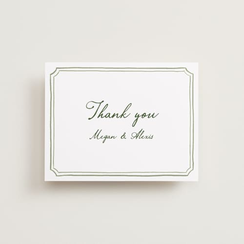 This is a moss thank you postcards with standard by Cass Loh called handwritten printing on signature in postcard