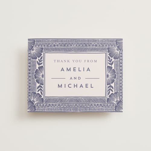This is a twilight thank you postcards with standard by Katharine Watson called block print frame printing on signature in postcard