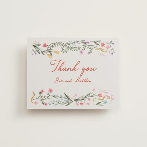 This is a sunset thank you postcards with standard by Maja Cunningham called chantilly printing on signature in postcard