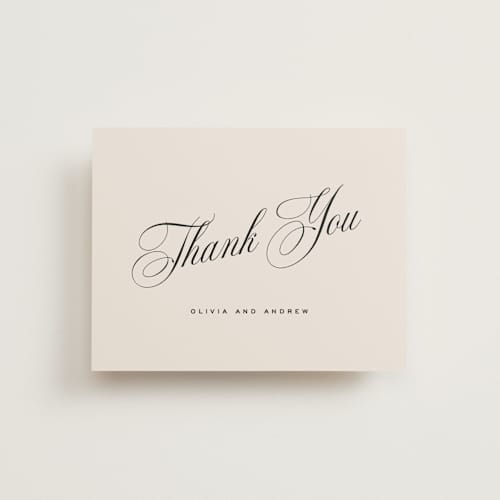 This is a almond thank you postcards with standard by Eric Clegg called modern romance printing on signature in postcard