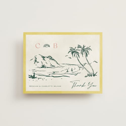 This is a island citrus wedding thank you cards with standard by Pixel and Hank called coastal drift printing on strathmore in standard