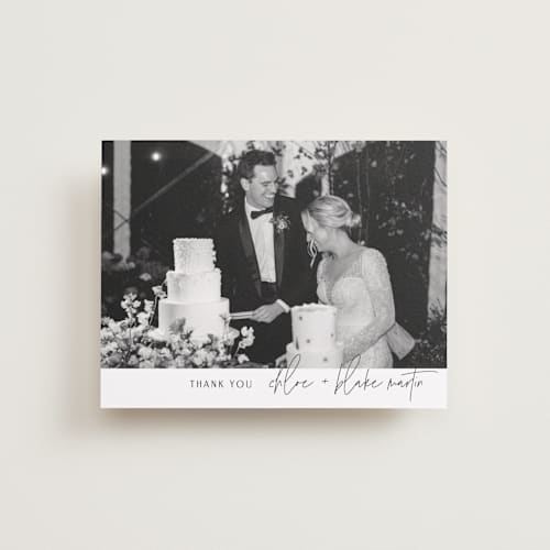 This is a silk wedding thank you cards with standard by Kelly Schmidt called overlap printing on strathmore in standard