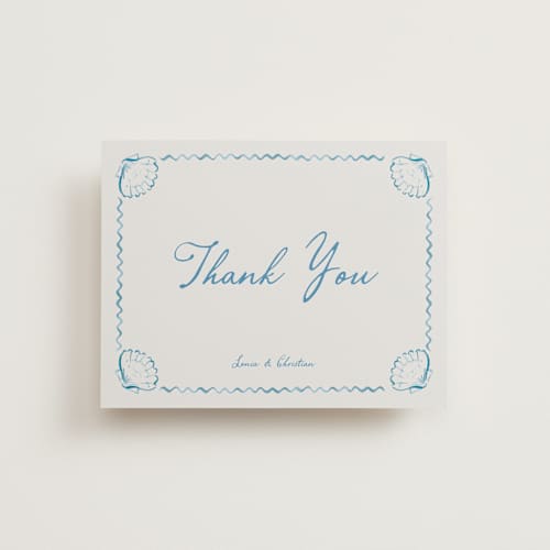 This is a ocean wedding thank you cards with standard by Pati Cascino called puglia printing on strathmore in standard