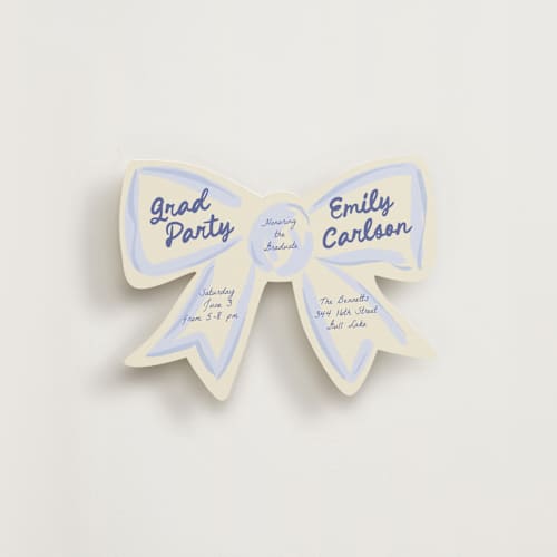 This is a bluebell insert cards with standard by Pixel and Hank called grad party bow printing on signature in standard