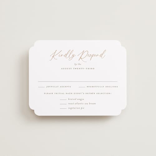 This is a chiffon rsvp cards with standard by chocomocacino called kouignette printing on signature in standard