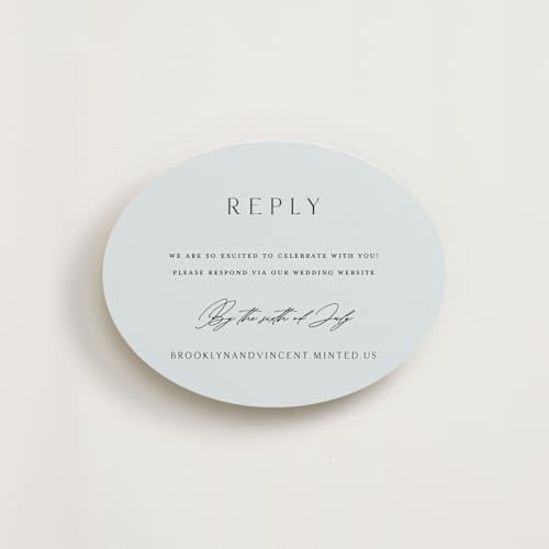 This is a sky rsvp cards with standard by Kelly Schmidt called merryvale printing on signature in standard