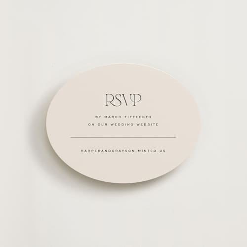 This is a creme rsvp cards with standard by Carly Reed Walker called tendu printing on signature in standard