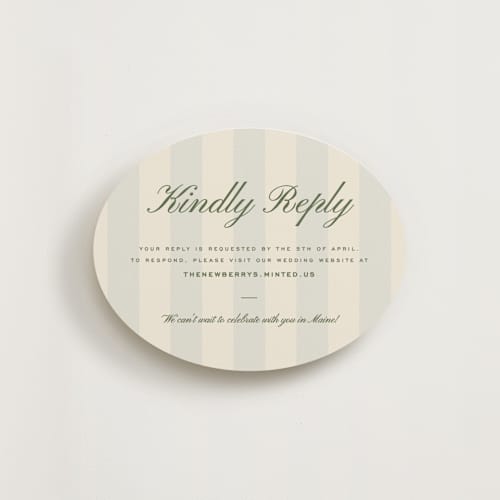 This is a pale blue rsvp cards with standard by Ellen Schlegelmilch called hayden printing on signature in standard
