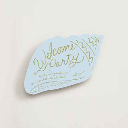 This is a seafoam insert cards with standard by Inkblot Design called shoreline shell printing on signature in standard