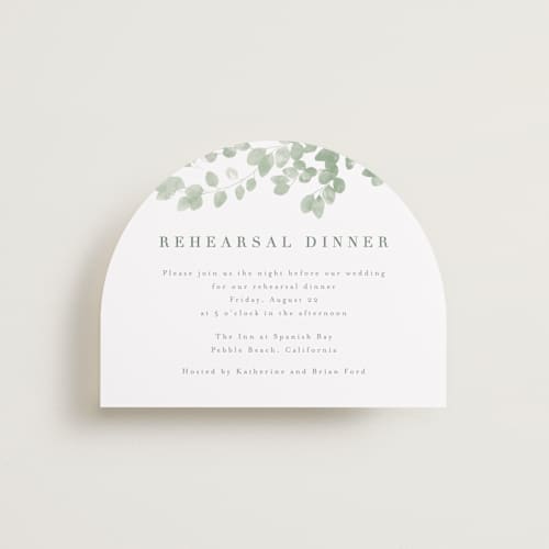 This is a eucalyptus reception cards with standard by Kristie Kern called vining printing on signature in standard