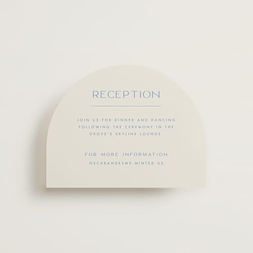 This is a cerulean reception cards with standard by Ellen Schlegelmilch called brooklyn printing on signature in standard