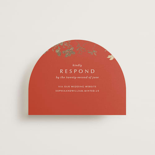 This is a lava rsvp cards with foil pressed by Stellax Creative called abstract flora printing on signature in standard