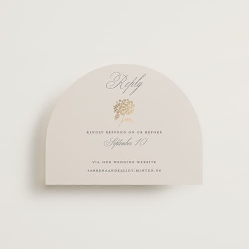 This is a tea time rsvp cards with foil pressed by Susan Zinader called shimmering hydrangeas printing on signature in standard