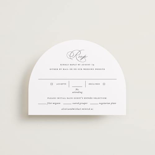 This is a pearl rsvp cards with standard by Jennifer Postorino called initial printing on signature in standard