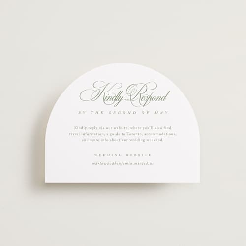 This is a garden rsvp cards with standard by Kelly Schmidt called chic script printing on signature in standard