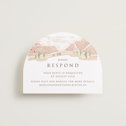 This is a red rock rsvp cards with standard by Paper Sun Studio called westward printing on signature in standard