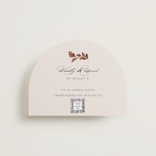 This is a autumn rsvp cards with standard by Kate Ahn called poetique printing on signature in standard