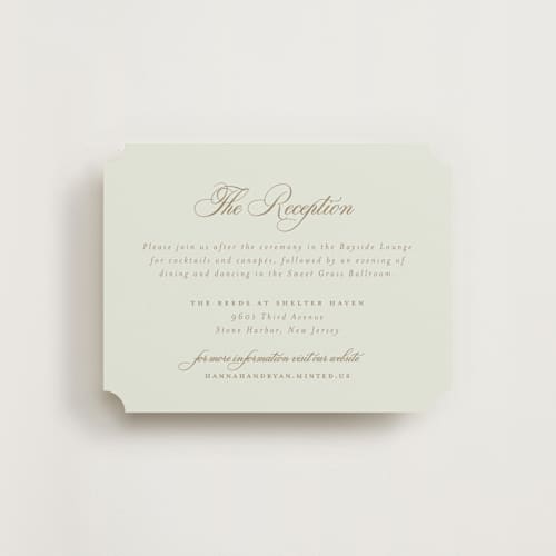 This is a chiffon reception cards with standard by Everett Paper Goods called avalon printing on signature in standard