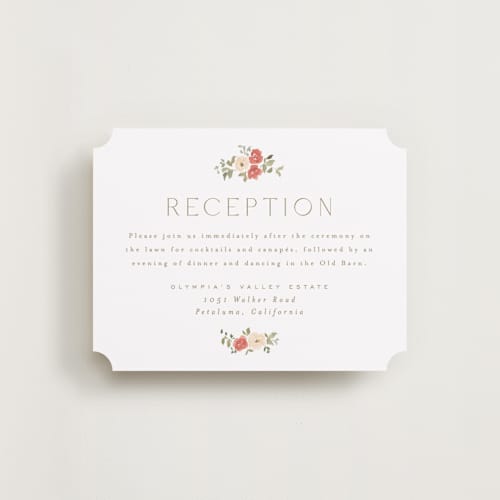 This is a pomegranate reception cards with standard by Everett Paper Goods called roses crest printing on signature in standard