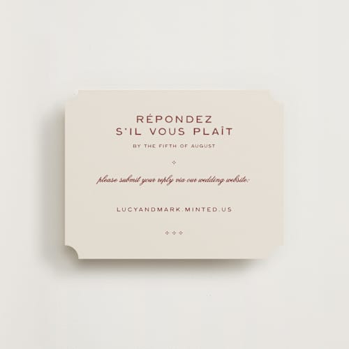 This is a rust rsvp cards with standard by Ani Somi called rose ink printing on signature in standard
