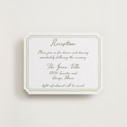 This is a artichoke letterpress wedding invitations with letterpress by Cass Loh called handwritten printing on white cotton in standard