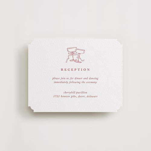 This is a maraschino letterpress wedding invitations with letterpress by Charter Oaks Creative called classic cherries printing on white cotton in standard
