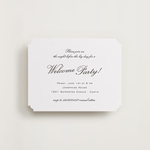 This is a soft black enclosure cards with letterpress by Megan Davis called cornelia printing on white cotton in standard
