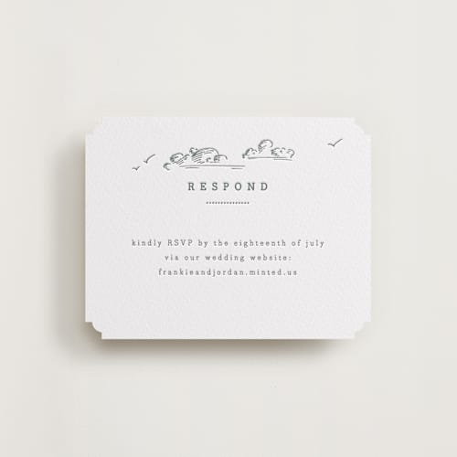This is a pacific blue rsvp cards with letterpress by Anastasia Makarova called fresh air printing on white cotton in standard