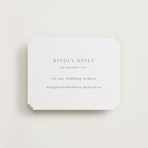 This is a granite rsvp cards with letterpress by Janean Hinger called warm winds printing on white cotton in standard