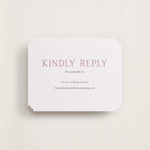This is a azalea | burnt sienna rsvp cards with letterpress by Vanessa Doyle called in love printing on white cotton in standard