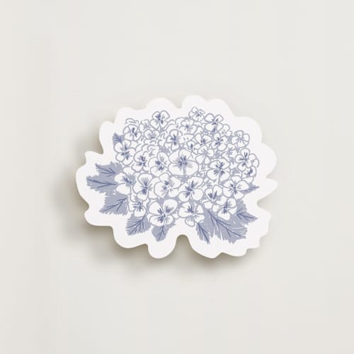 This is a periwinkle insert cards with standard by Jenna Holcomb called coastal hydrangea printing on signature in standard