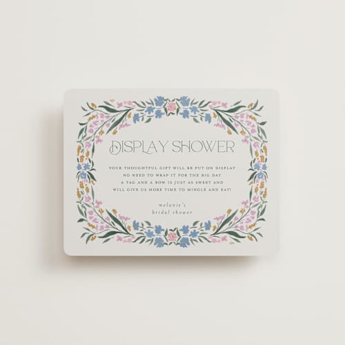 This is a peacock bridal shower insert cards with standard by Vera Lim called paonne printing on signature in standard