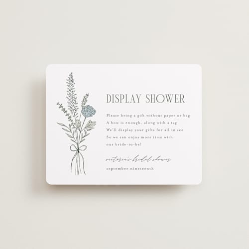 This is a garden bridal shower insert cards with standard by Kelly Schmidt called botanical printing on signature in standard