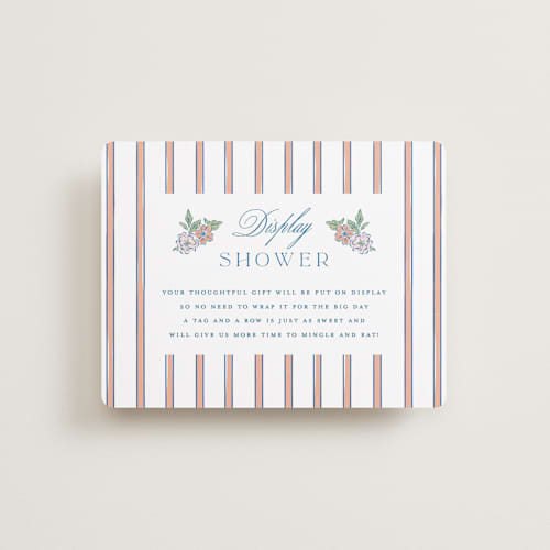 This is a peony bridal shower insert cards with standard by Erin German called floral frame crest printing on signature in standard