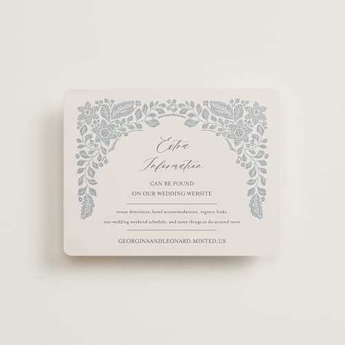 This is a dusty blue enclosure cards with standard by Jen Owens called embroidered printing on signature in standard