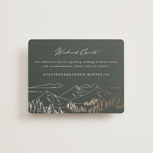 This is a hunter enclosure cards with foil pressed by Sarah Brown called peaks printing on signature in standard
