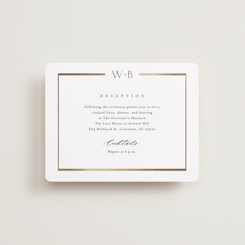 This is a cotton foil stamped wedding invitations with foil pressed by Stacey Meacham called luster printing on signature in standard