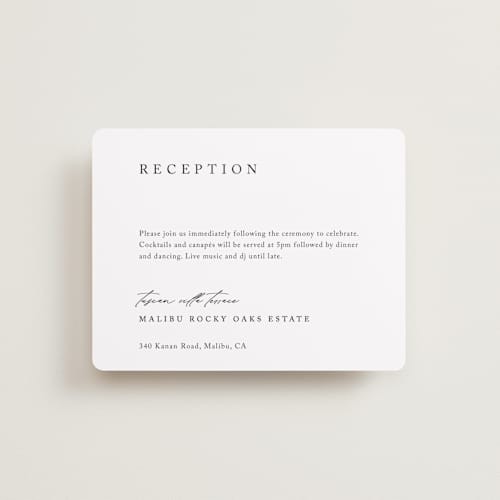 This is a silk reception cards with standard by Kelly Schmidt called astoria printing on signature in standard