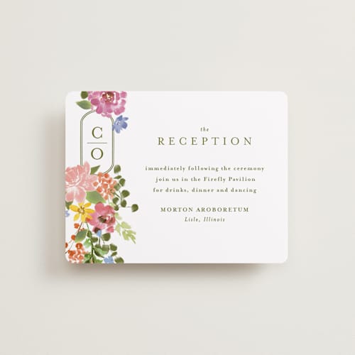This is a summer reception cards with standard by Angela Marzuki called garland monogram printing on signature in standard