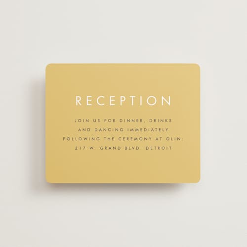 This is a buttercup reception cards with standard by Snow and Ivy called colorfield printing on signature in standard