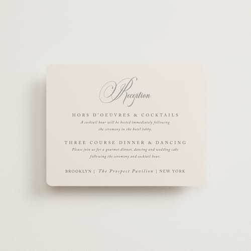 This is a oreo creme reception cards with standard by Design Lotus called wonderful tonight printing on signature in standard