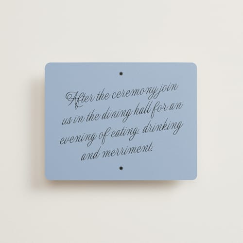 This is a sky reception cards with standard by Blustery August called cheers printing on signature in standard