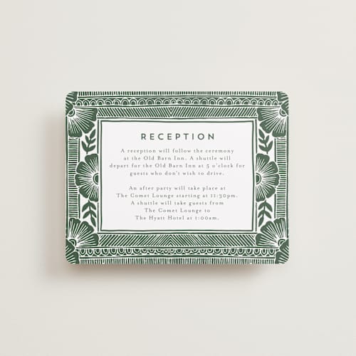 This is a fern reception cards with standard by Katharine Watson called block print frame printing on signature in standard