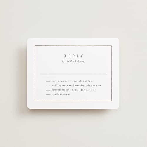 This is a silk rsvp cards with foil pressed by Kelly Schmidt called framed monogram printing on signature in standard