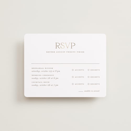 This is a chiffon rsvp cards with foil pressed by chocomocacino called kouignette printing on signature in standard